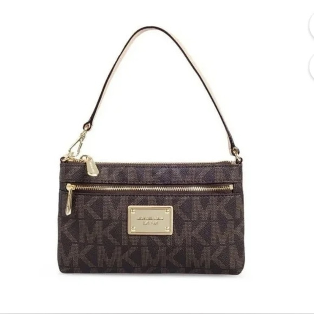 EUC Michael Kors Dark Brown Monogram Wristlet